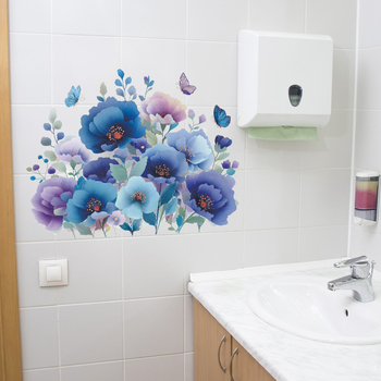 PVC dekorativna zidna naljepnica – biljke i cvijeće s leptirima za dnevni boravak, spavaću sobu, studij, restoran i ulaz; svježi i stylish stil; samoljepljiva, uklonjiva