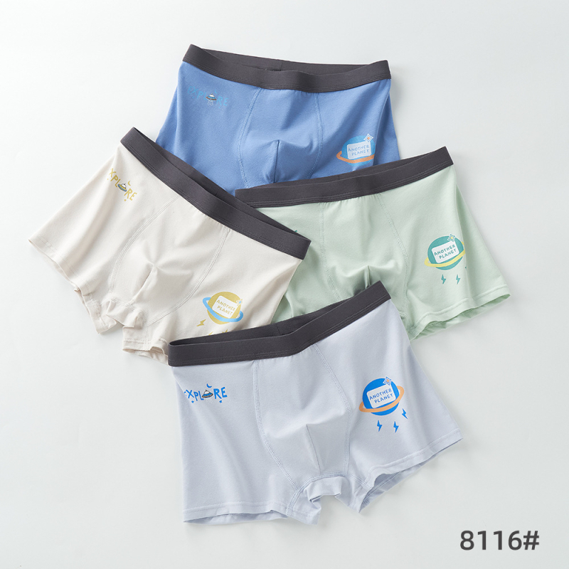 Huanghua muške gaće za dječake, 4-komadni set, 95% combed pamuk, za učenike srednje škole