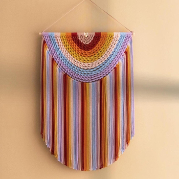 Бохемски гоблен, ръчно тъкан, дантелени пискюли, памук, подходящ за дневна и спалня