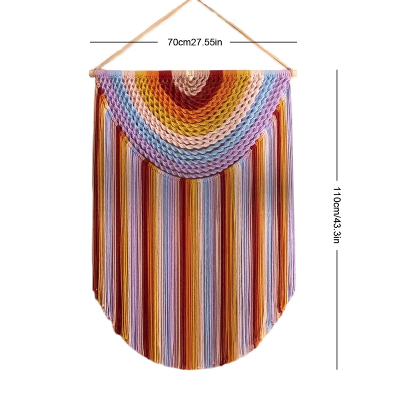 Бохемски гоблен, ръчно тъкан, дантелени пискюли, памук, подходящ за дневна и спалня