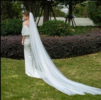 Vjenčani veo za glavu, katedralni stil, geometrijski oblik, pleteni materijal, elegantan ženski dodatak
