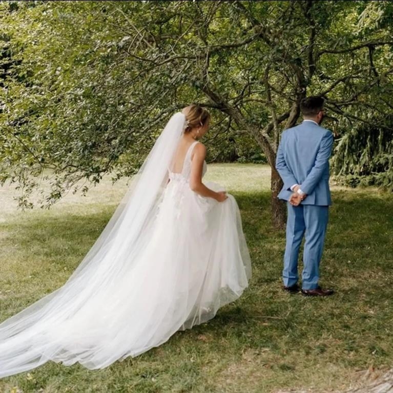 Vjenčani veo za glavu, katedralni stil, geometrijski oblik, pleteni materijal, elegantan ženski dodatak