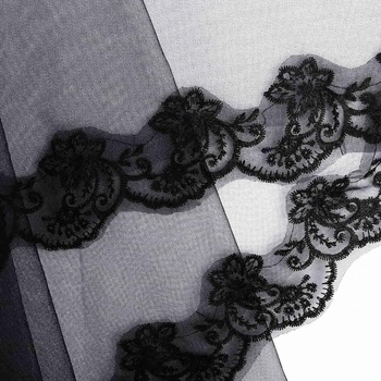 Vjenčani veo s izvezenim čipkastim rubom, kapelni stil; Materijal: tkanina; Oblik: ženski; Za vjenčanje