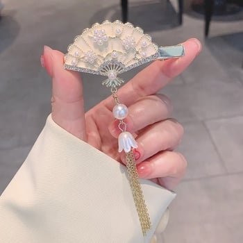 Štipaljka za kosu sa bočnim klipom, oblik fan forme, starinski stil, cinkova legura, dijamantni završetak