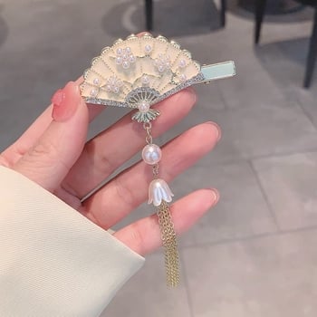 Štipaljka za kosu sa bočnim klipom, oblik fan forme, starinski stil, cinkova legura, dijamantni završetak