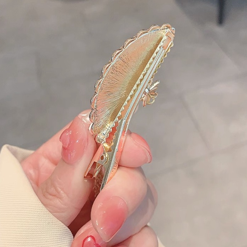 Štipaljka za kosu sa bočnim klipom, oblik fan forme, starinski stil, cinkova legura, dijamantni završetak