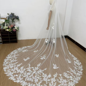 Vjenčani veo, vintage katedralni stil, čipka, mekana pređa (Materijal: mekana pređa; Stil: vintage; Oblik: veo; Vrsta: katedralni stil; Kategorija: dodatak za glavu)