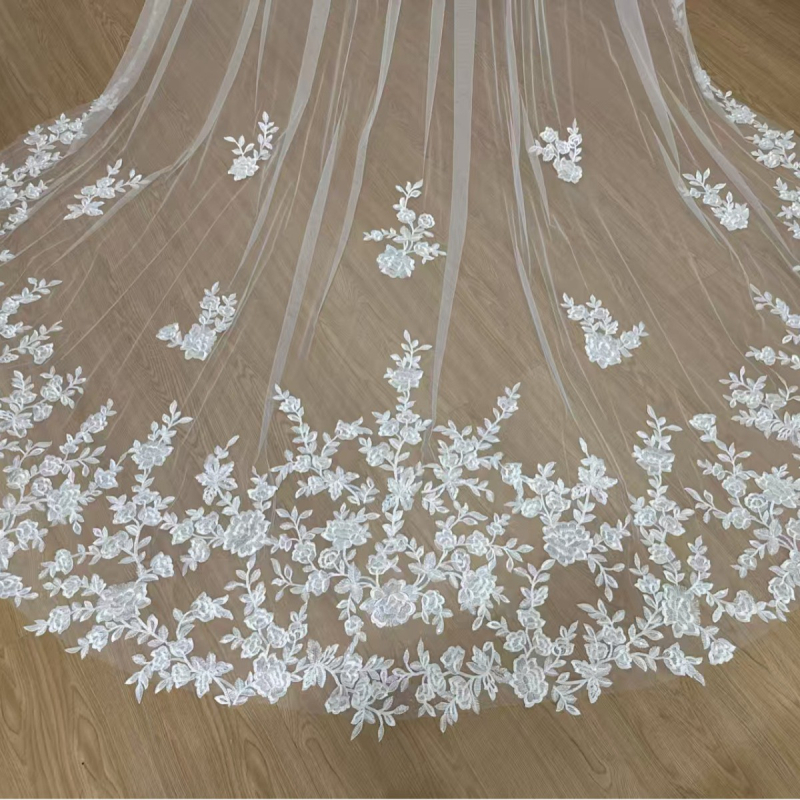 Vjenčani veo, vintage katedralni stil, čipka, mekana pređa (Materijal: mekana pređa; Stil: vintage; Oblik: veo; Vrsta: katedralni stil; Kategorija: dodatak za glavu)