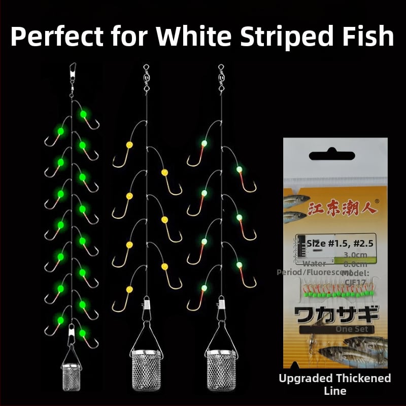 String hook set with barbed hooks — multi-hook rig, Fishing gear