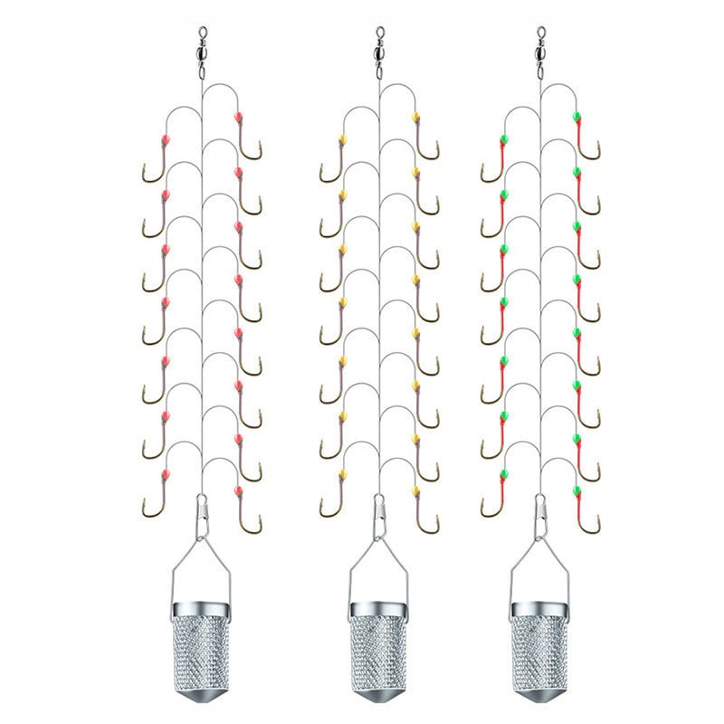 String hook set with barbed hooks — multi-hook rig, Fishing gear