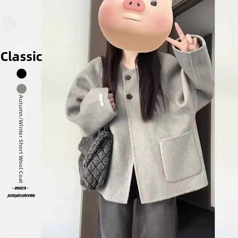 Палто Хепбърн стил, Chenille плат със спандексова смес, къс модел