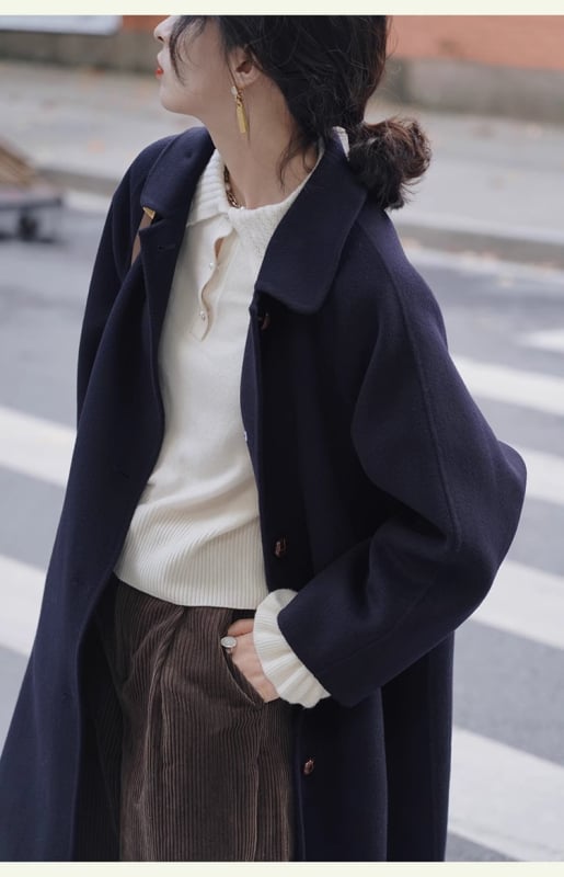 Дамско вълнено палто, 90-95% вълна, дебела материя, средна дължина (65-80 см)