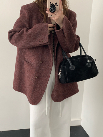 Dvoslojni kašmir kaput za žene, Hepburn stil, za niži rast, elegantan kroj sakoa
