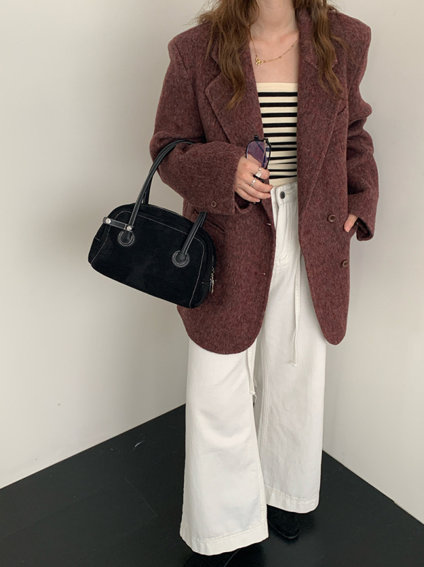 Dvoslojni kašmir kaput za žene, Hepburn stil, za niži rast, elegantan kroj sakoa