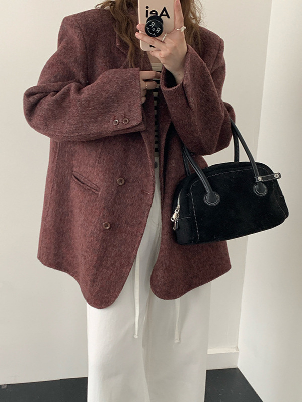 Dvoslojni kašmir kaput za žene, Hepburn stil, za niži rast, elegantan kroj sakoa
