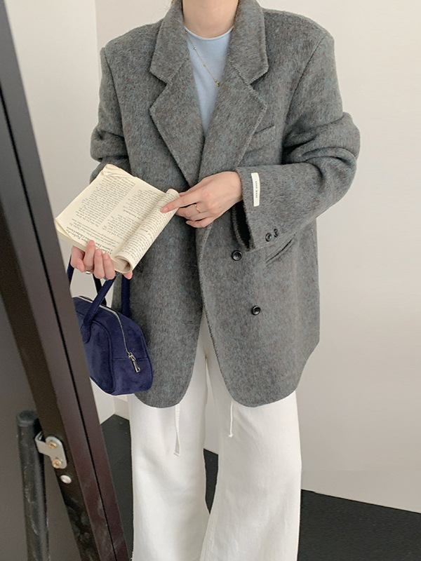 Dvoslojni kašmir kaput za žene, Hepburn stil, za niži rast, elegantan kroj sakoa