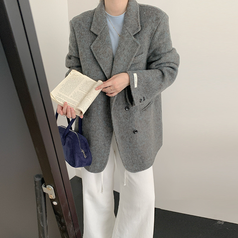 Dvoslojni kašmir kaput za žene, Hepburn stil, za niži rast, elegantan kroj sakoa