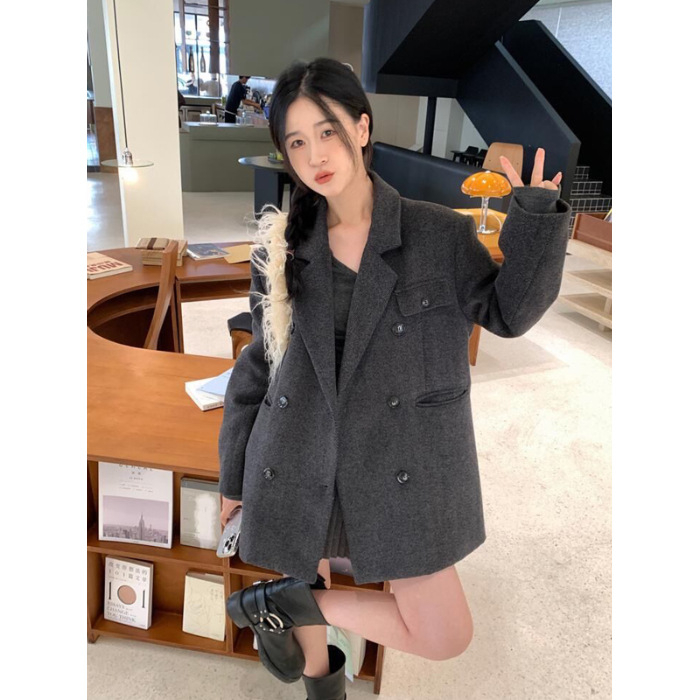 Jakna od poliestera s fleksom podstavom, geometrijskim uzorkom, dvostruko kopčanje, polo ovratnik, dugi rukavi