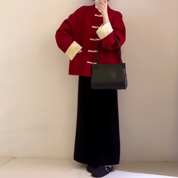 Дамско акрилно палто със стойка яка, дълги ръкави, свободен силует, урбан стил