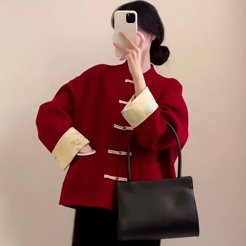 Дамско акрилно палто със стойка яка, дълги ръкави, свободен силует, урбан стил