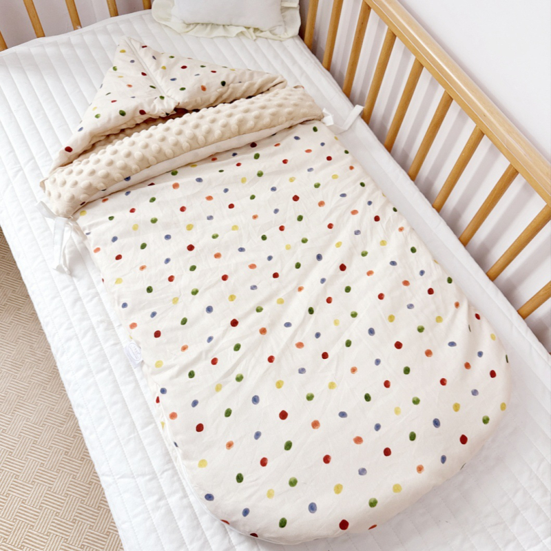 Υπνόσακος μωρού για άνοιξη-φθινόπωρο-χειμώνα, διπλής χρήσης με παχιά επένδυση, 100% βαμβάκι, βάρος 0.55–1.0 kg, Nordic στυλ, κατάλληλος για νεογέννητα, δυνατότητα προσαρμογής