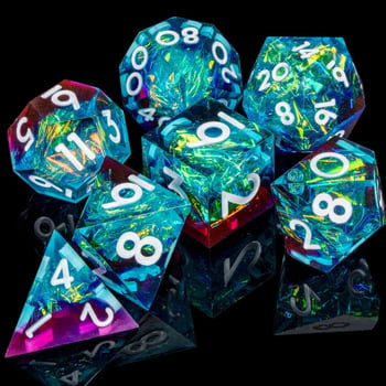 Smolene kocke od smole Cthulhu D&D TRPG, poliedarske D20, set od 7 komada, s mogućnošću prilagodbe