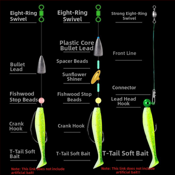 Rakagawa Texas риг комплект куки за риболов с №3 бодливи куки, 200 бр