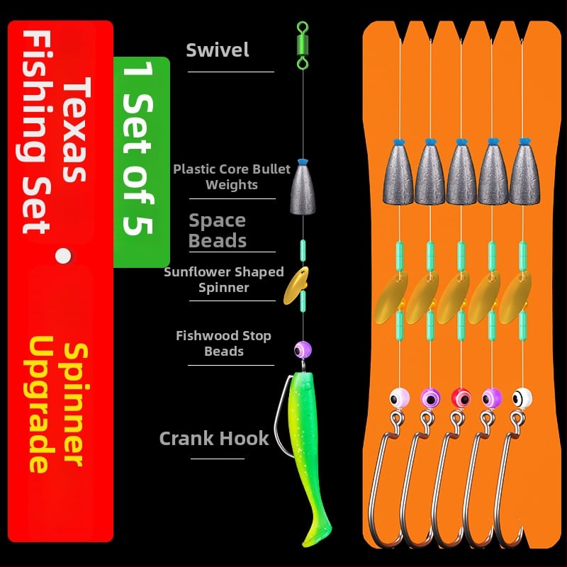 Rakagawa Texas риг комплект куки за риболов с №3 бодливи куки, 200 бр