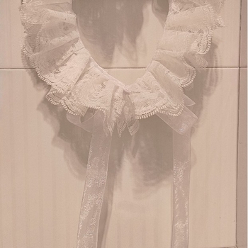 Lolita stil odvojivi ovratnik od čipke s cvjetnom ukrasom za vjenčanicu; Materijal: najlon vlakno; Uzorak: čipka; Širina: 14 cm; Podstava: cijeli najlon; Stil: čipkana mašna