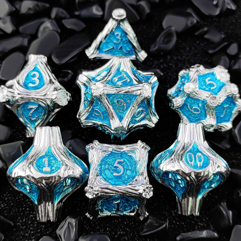 Метален комплект зарове — цинкова сплав, 20-гранни зарове, комплект от 50 зарчета, персонализируем за настолни игри