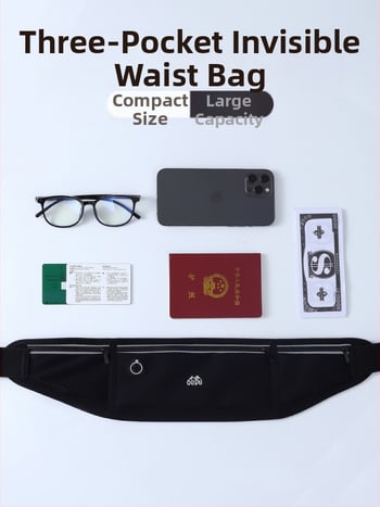 Improved антикрадна найлонова чантичка за талия за мъже — джоб за паспорт и телефон, дишаща, износоустойчива, PU подплата, спортна кръстосана чанта