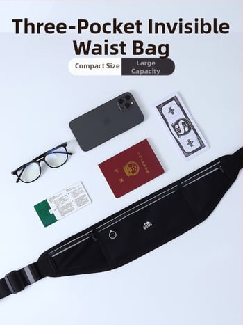 Improved антикрадна найлонова чантичка за талия за мъже — джоб за паспорт и телефон, дишаща, износоустойчива, PU подплата, спортна кръстосана чанта