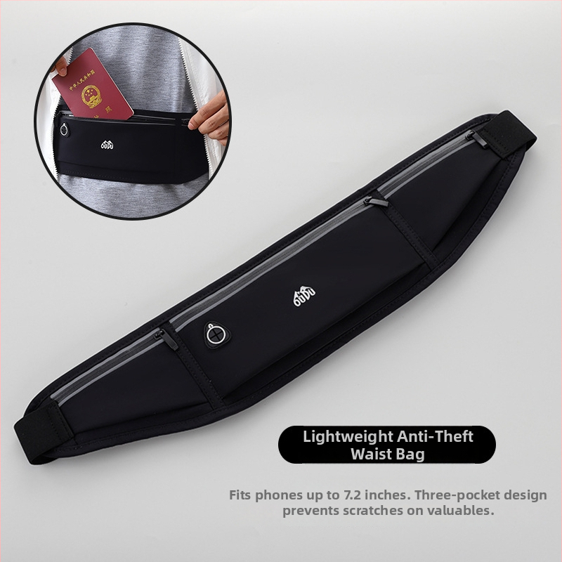 Improved антикрадна найлонова чантичка за талия за мъже — джоб за паспорт и телефон, дишаща, износоустойчива, PU подплата, спортна кръстосана чанта