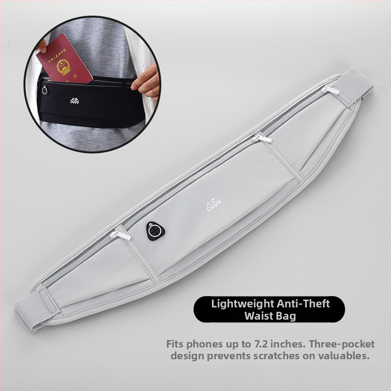 Improved антикрадна найлонова чантичка за талия за мъже — джоб за паспорт и телефон, дишаща, износоустойчива, PU подплата, спортна кръстосана чанта