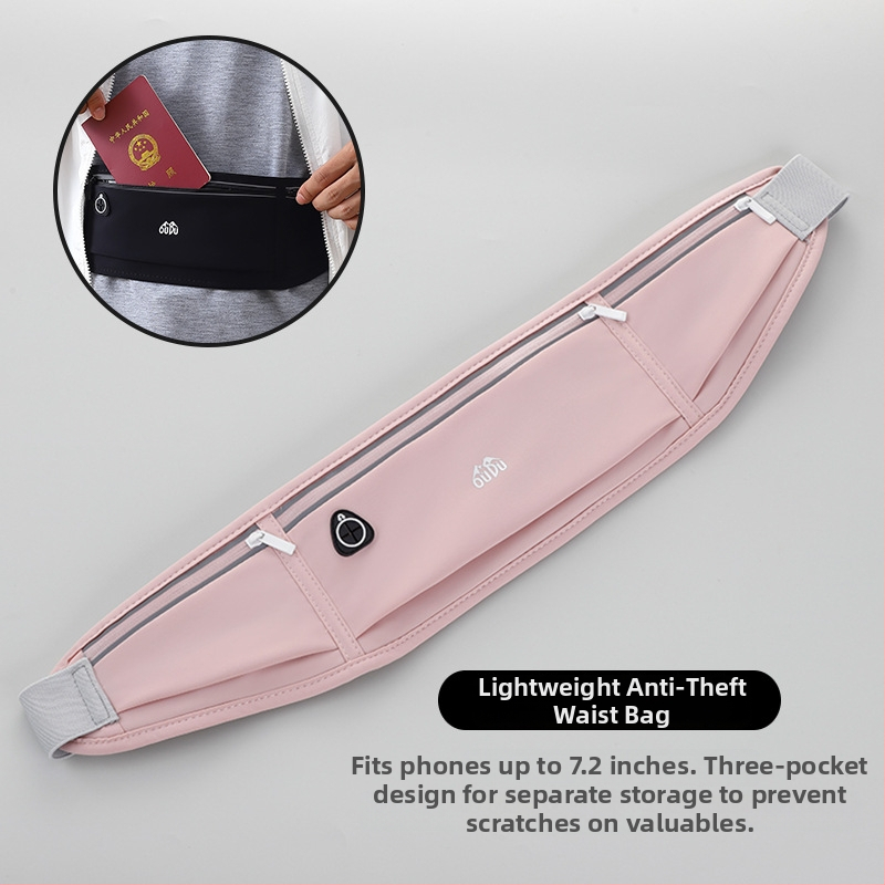 Improved антикрадна найлонова чантичка за талия за мъже — джоб за паспорт и телефон, дишаща, износоустойчива, PU подплата, спортна кръстосана чанта