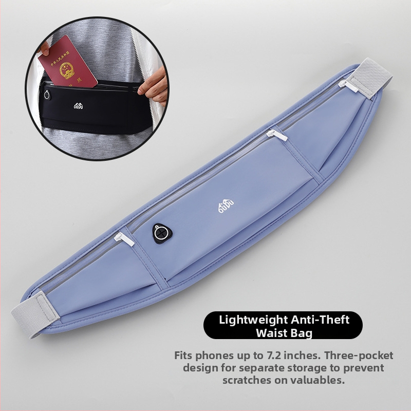 Improved антикрадна найлонова чантичка за талия за мъже — джоб за паспорт и телефон, дишаща, износоустойчива, PU подплата, спортна кръстосана чанта