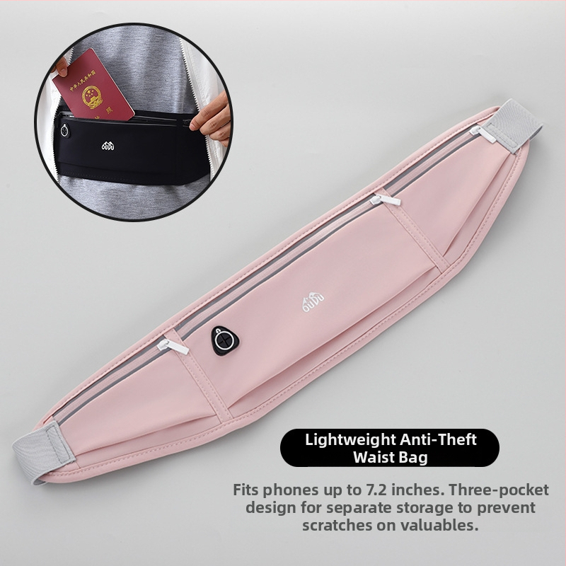 Improved антикрадна найлонова чантичка за талия за мъже — джоб за паспорт и телефон, дишаща, износоустойчива, PU подплата, спортна кръстосана чанта