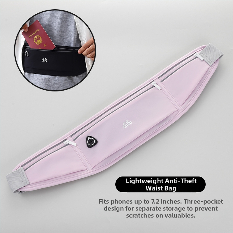 Improved антикрадна найлонова чантичка за талия за мъже — джоб за паспорт и телефон, дишаща, износоустойчива, PU подплата, спортна кръстосана чанта