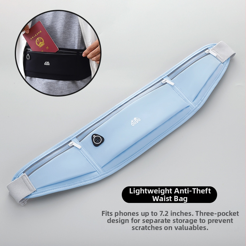 Improved антикрадна найлонова чантичка за талия за мъже — джоб за паспорт и телефон, дишаща, износоустойчива, PU подплата, спортна кръстосана чанта