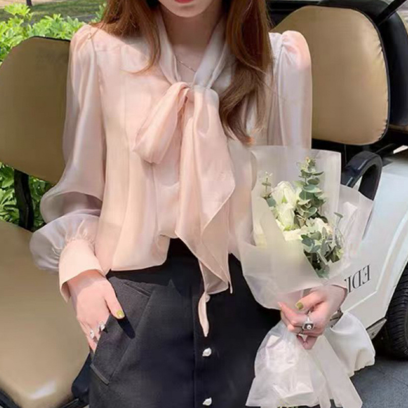 Košulja od Tencel Blend s Skull Head uzorkom, dugi rukav, Halter Neck, stil Elegant Commute