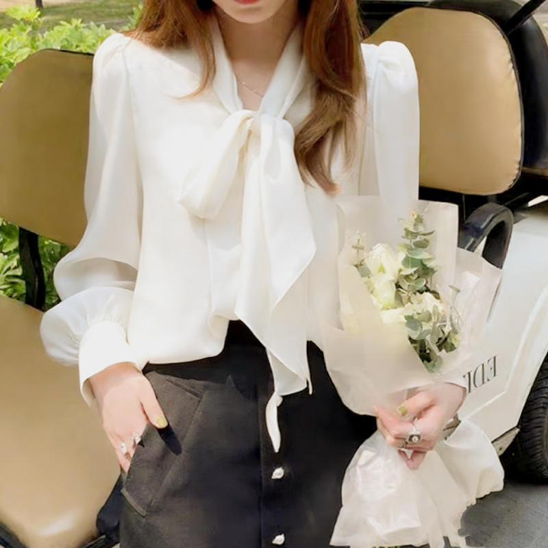 Košulja od Tencel Blend s Skull Head uzorkom, dugi rukav, Halter Neck, stil Elegant Commute