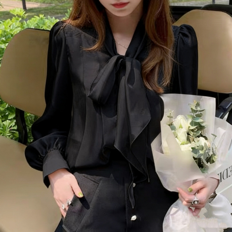 Košulja od Tencel Blend s Skull Head uzorkom, dugi rukav, Halter Neck, stil Elegant Commute