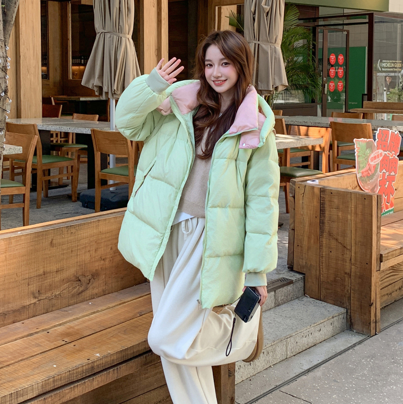 Palton de iarnă din puf pentru femei, lungime medie, exterior din nylon, umplutură 201–300 g, guler înalt
