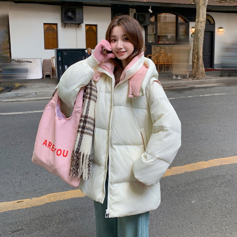 Palton de iarnă din puf pentru femei, lungime medie, exterior din nylon, umplutură 201–300 g, guler înalt