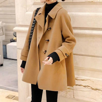 Двупосочно вълнено палто, Chenille плат, къс модел, дълги ръкави, А-линейна кройка