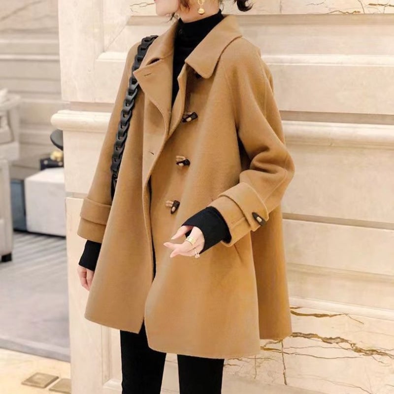 Двупосочно вълнено палто, Chenille плат, къс модел, дълги ръкави, А-линейна кройка