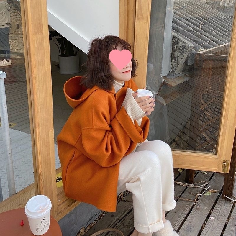 Дамско палто с качулка от Chenille, свободен силует, къс модел, ръкави 5/8