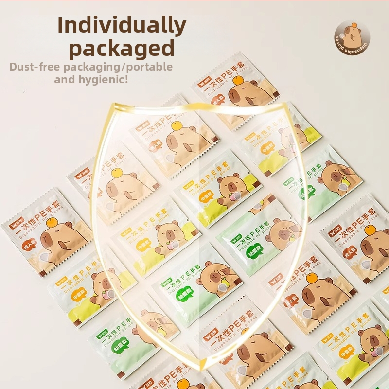 Mănuși de unică folosință pentru copii, de calitate alimentară, ambalate individual, PE întărite, transparente, anti-alunecare, pentru picnic în aer liber