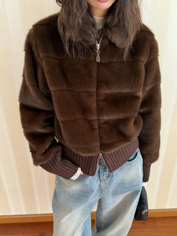 Jakna od poliestera, jednobojna, opuštenog kroja, polo ovratnik, ziper