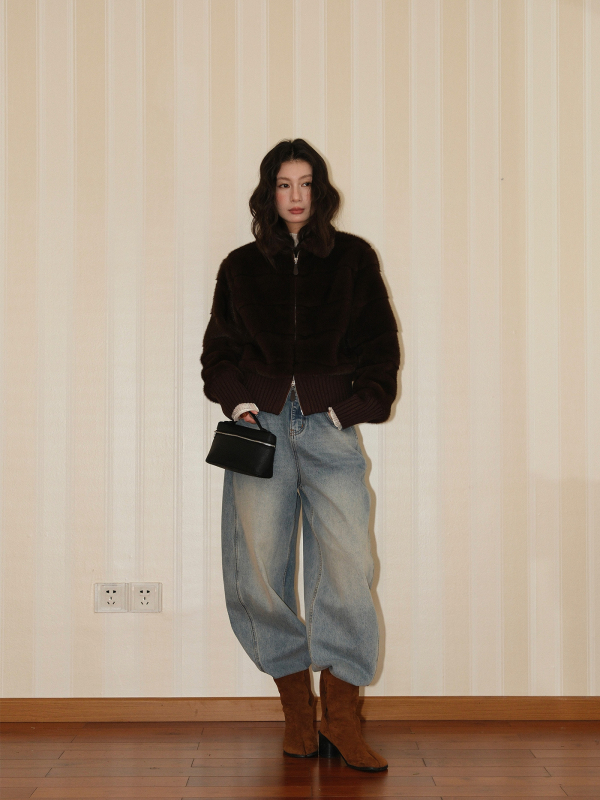 Jakna od poliestera, jednobojna, opuštenog kroja, polo ovratnik, ziper